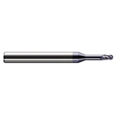 Harvey Tool 0.0390 in. 1 mm dia. x 0.0590 in. x 0.2030 in. 13/64 Reach Carbide Ball End Mill, 4 Flutes 803139-C3